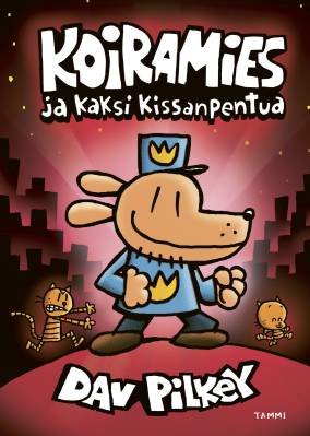 Koiramies ja kaksi kissanpentua