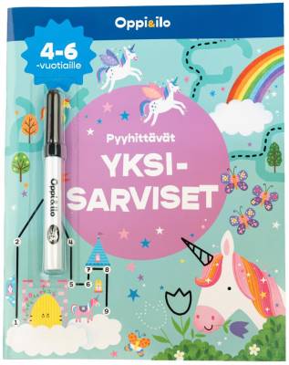 Pyyhittävät Yksisarviset -puuhakirja 4-6 v