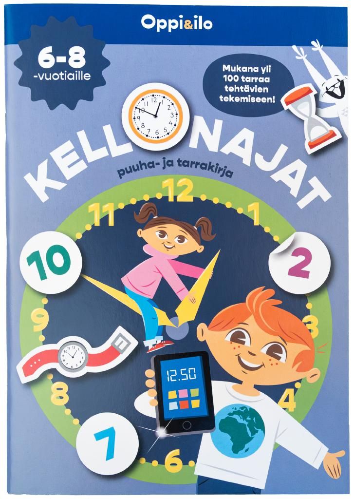 Kellonajat puuha- ja tarrakirja 6-8 v