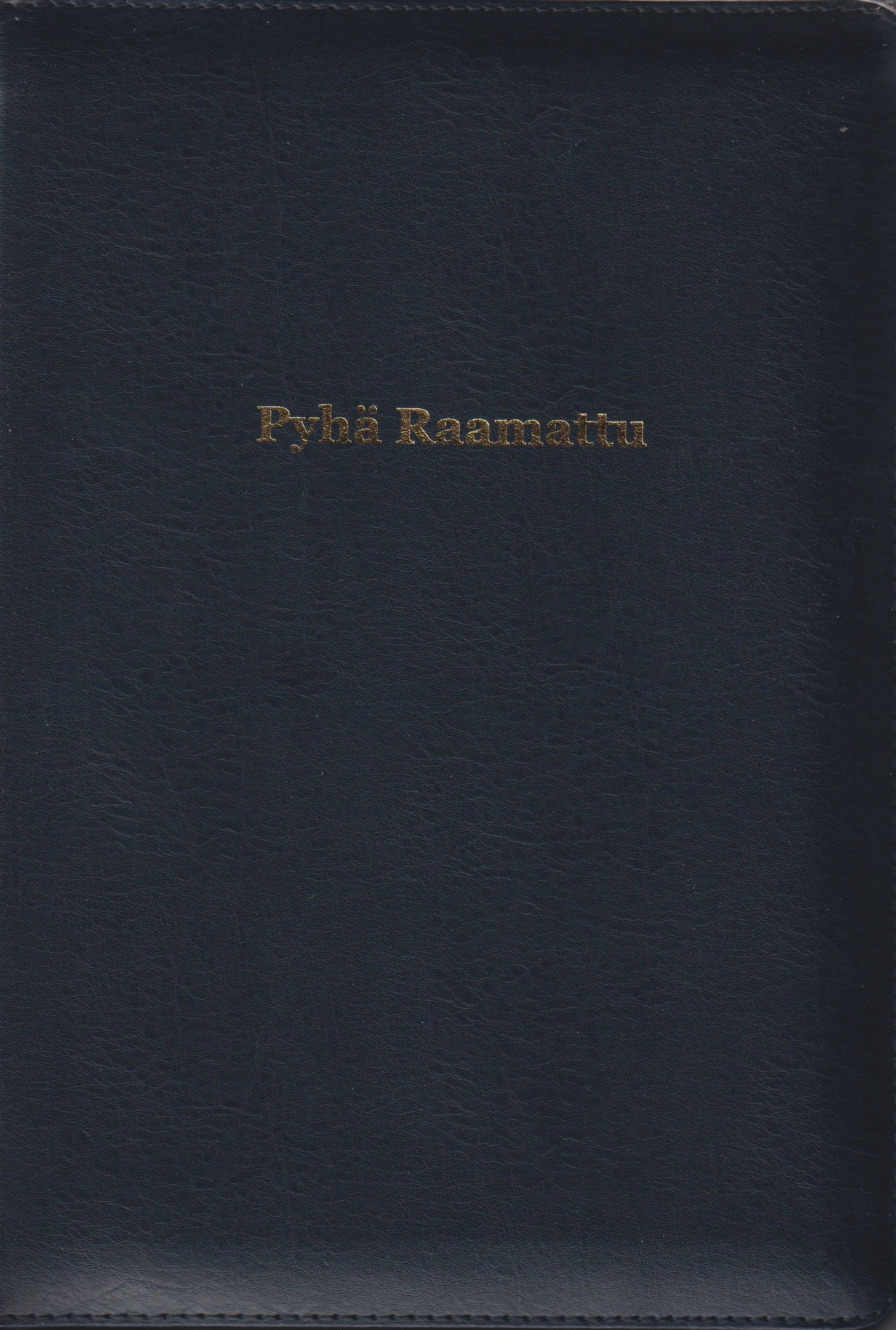 Raamattu (R44 musta, vetoketjulla, isokoko, vanhakäännös 33/38, rouhenahkakansi, isoteksti, reunahakemisto, kultaus, väliotsikot, värikartat, johdannot)