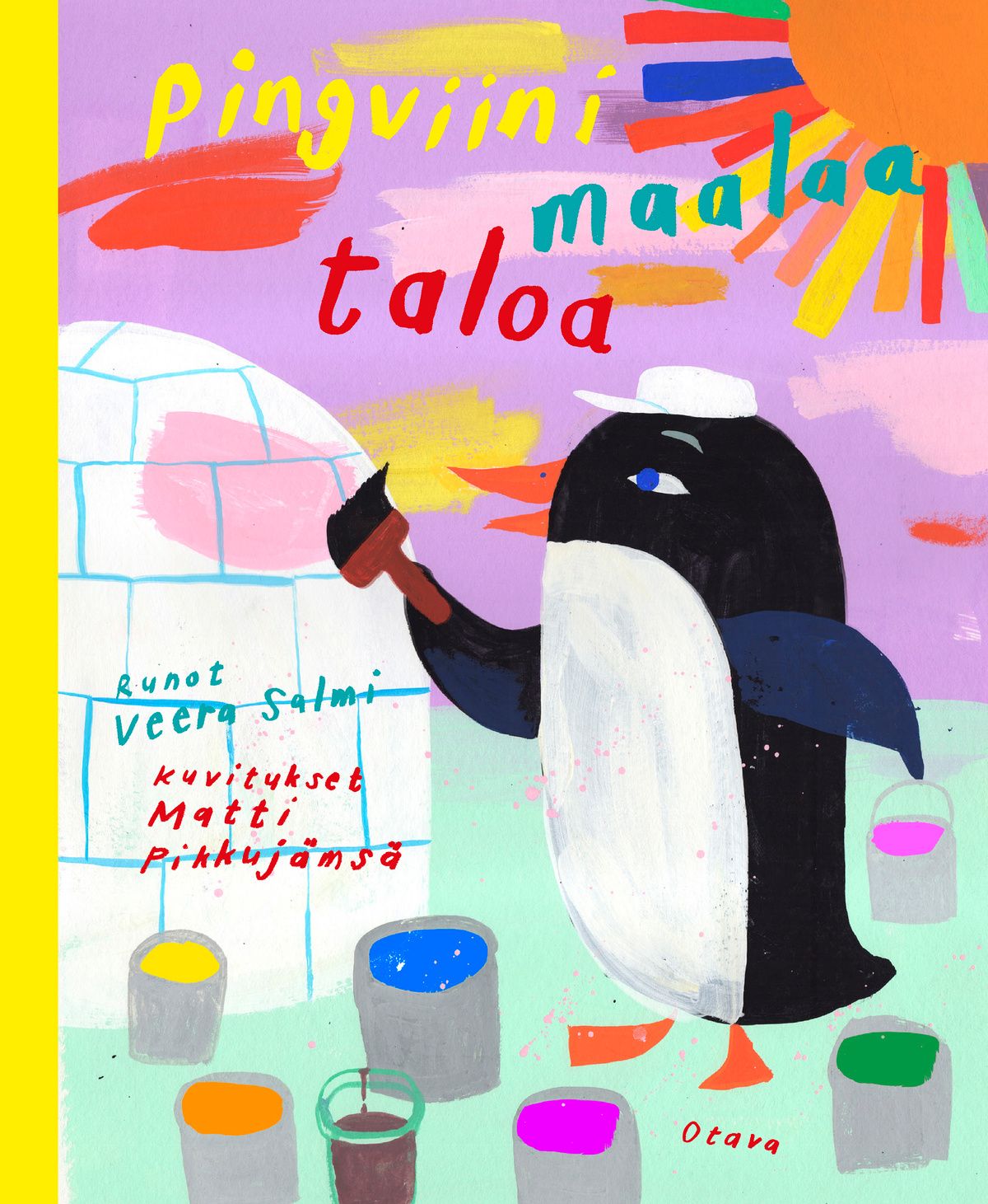 Pingviini maalaa taloa